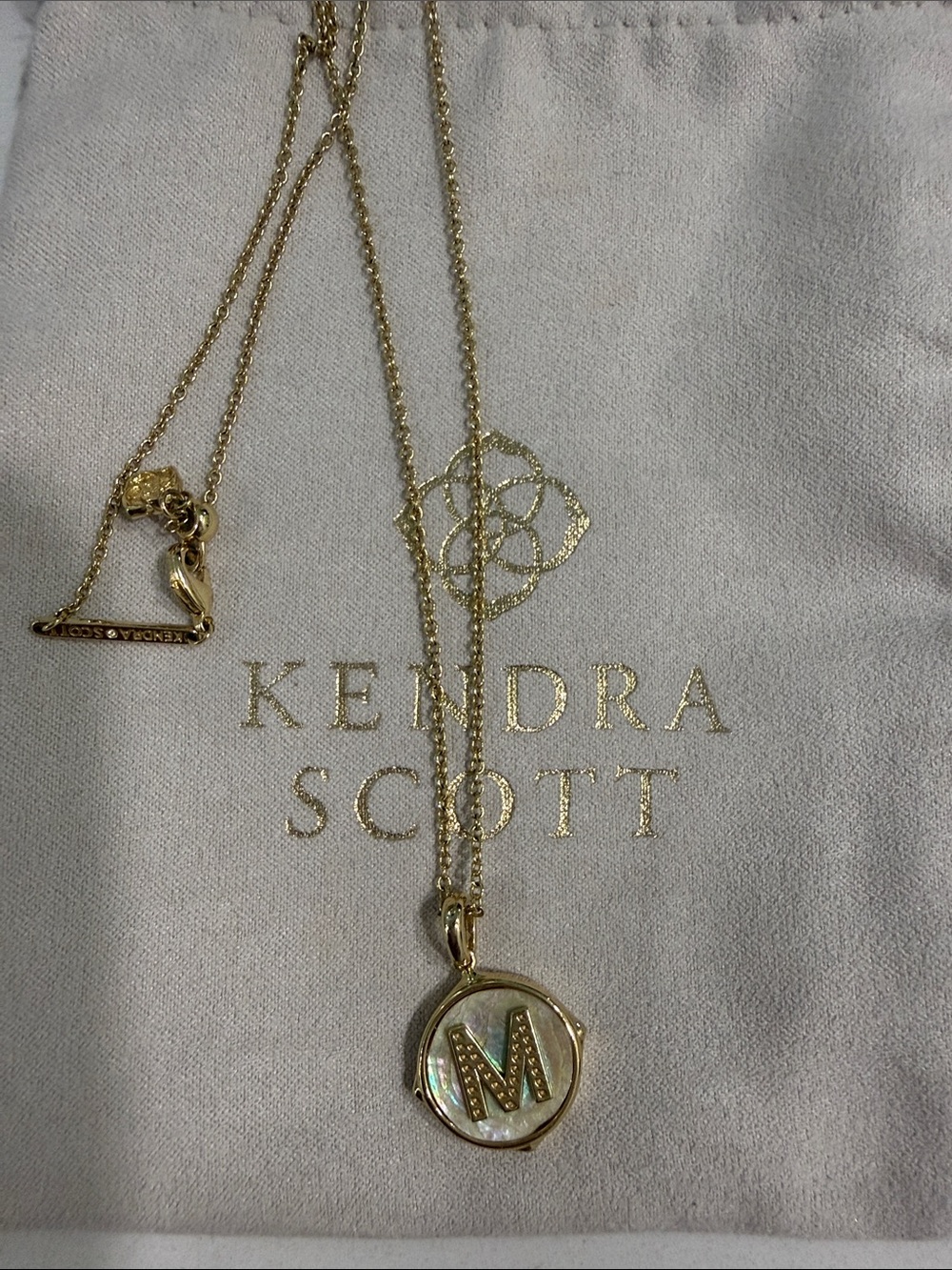 Kendra Scott Gold Mother-of-Pearl 'M' Pendant Necklace
